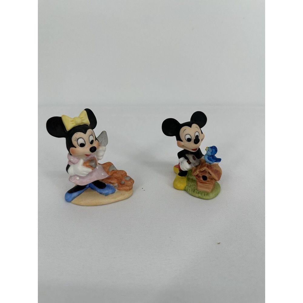 Vintage Disney Mickey & Minnie Mouse Porcelain Mickey Blue Bird Minnie Bricks